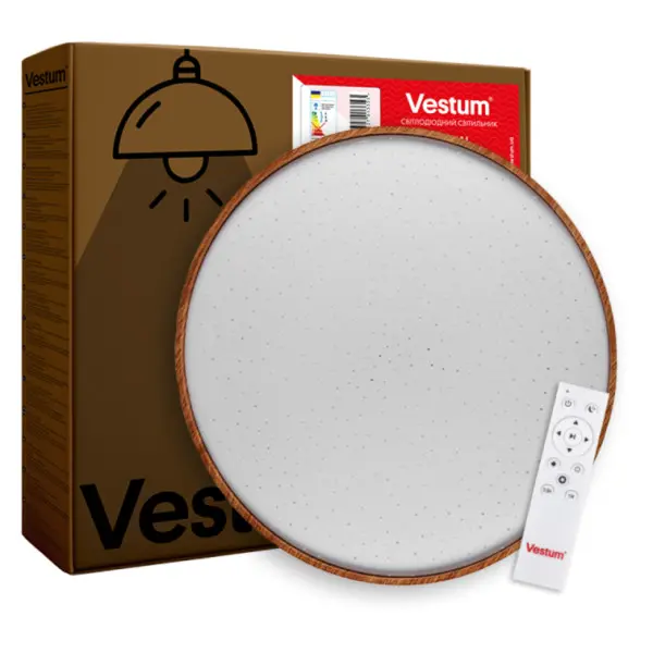 Потолочный светильник Vestum FOREST звездное небо 60Вт 395x65мм 3000К-6500К тиковое дерево - фото №2