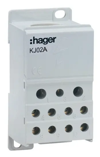 Блок розгалужувальний Hager 250A (вхід 1х95мм2; вихід 2х25х16мм2+4х10мм2)