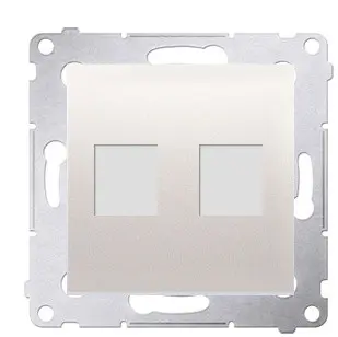 Пряма інформаційна розетка Kontakt Simon Simon 54 Premium DKP2.01/41 під 2xRJ45 Keystone із супортом (кремовий)