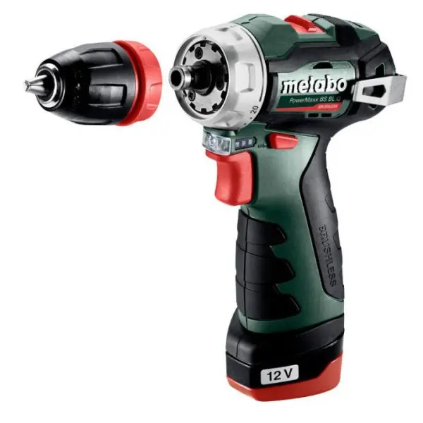 Акумуляторний безударний дриль-шуруповерт Metabo PowerMaxx BS BL Q 12В 2x2,0Аг 0-400/0-1500об/хв 10/35мм (601749500) - фото №1