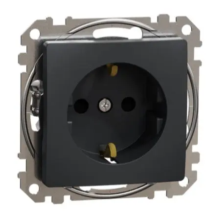 Розетка Schneider Electric Sedna Design & Elements з заземленням та шторками чорна SDD114022 Розетка Schneider Electric Sedna Design & Elements з заземленням та шторками чорна SDD114022