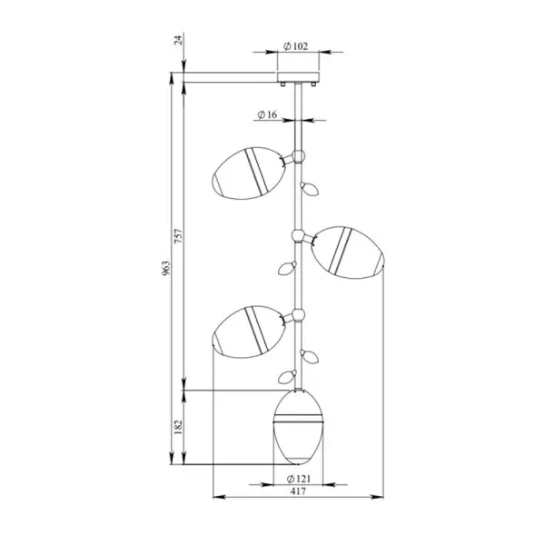 Люстра Pikart 35176-5 Burgeon 1 E14 4x60W IP20 черная - фото №3