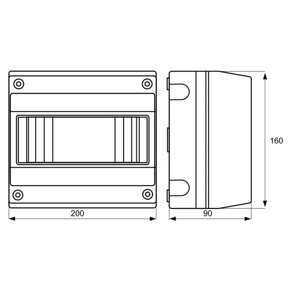 Щит настенный DKC Ram Base на 8 модулей без дверей RAL 7035 - фото №1