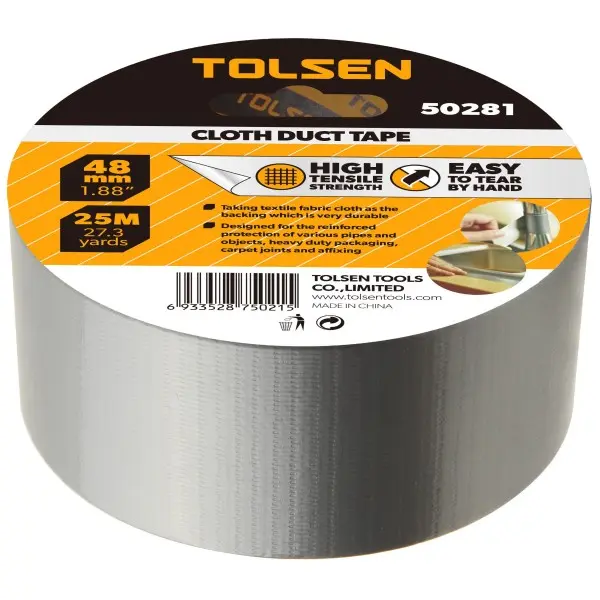 Клейка стрічка Tolsen (50281) Duct Tape 48ммх25м - фото №1 Клейка стрічка Tolsen (50281) Duct Tape 48ммх25м - фото №1