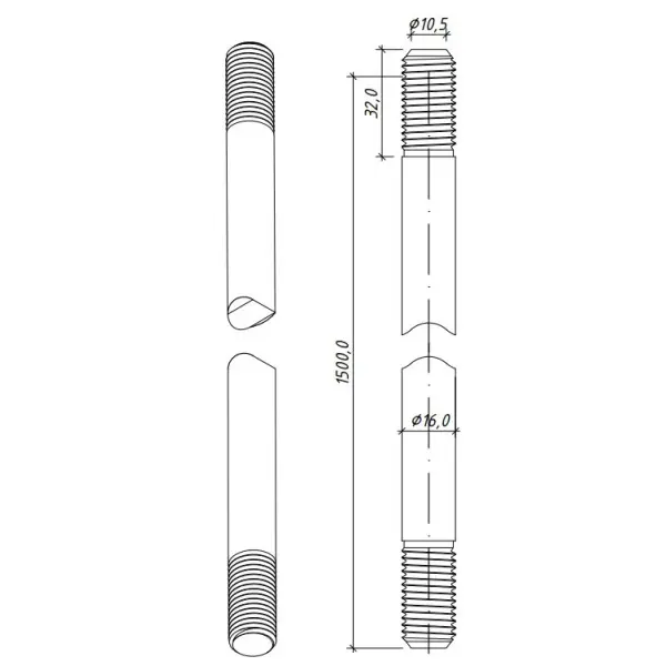 Різьбовий стержень Leo Lightman Ø16мм 1,5м StgZn (116155) - фото №2