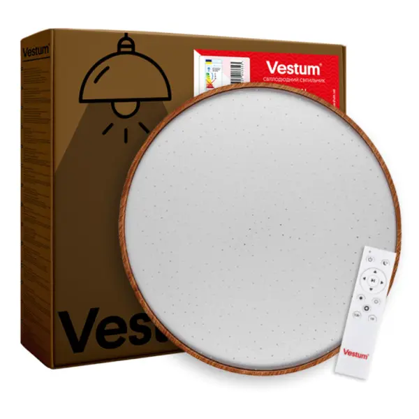 Потолочный светильник Vestum FOREST звездное небо 80Вт 480x65мм 3000К-6500К тиковое дерево - фото №2