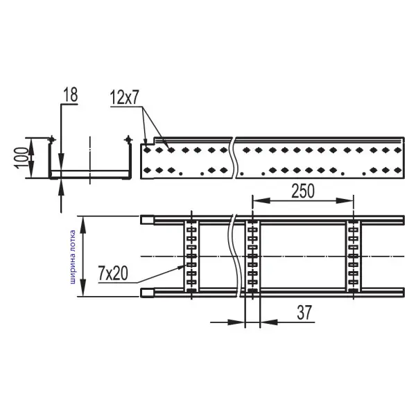 Сходовий лоток DKC LL1020 100х200х3000мм - фото №1