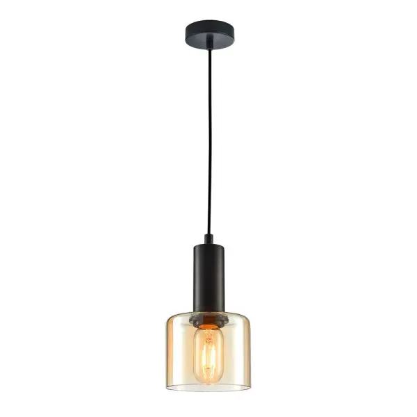 Подвесной светильник, люстра Italux PND-65342-1-BK+AMB Santia E27 1x40W IP20 черный Подвесной светильник, люстра Italux PND-65342-1-BK+AMB Santia E27 1x40W IP20 черный