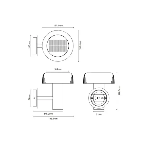 Вуличний світильник на сонячній батареї Zuma Line 5905316666375 Bluet LED 1x2.5W 3000K 200Lm IP44 чорний - фото №2