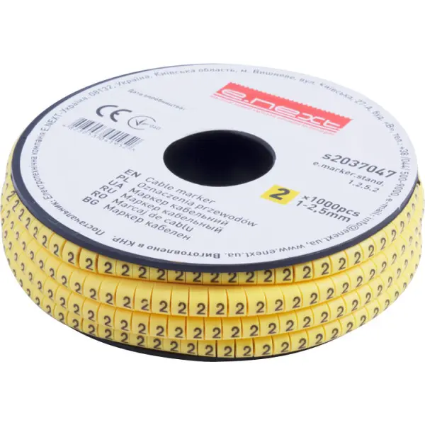 Кабельный маркер E.Next e.marker.stand.1.2.5.2 1-2,5 кв.мм 2 1000шт (s2037047) Кабельный маркер E.Next e.marker.stand.1.2.5.2 1-2,5 кв.мм 2 1000шт (s2037047)
