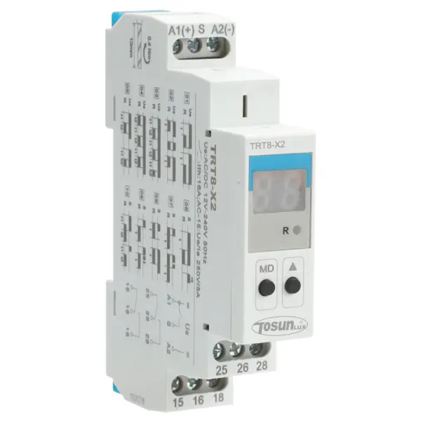 Реле затримки з індикацією TOSUNlux TRT8-X2/A230 16A AC 230B електронне 2 контактні групи (6931934225532) Реле затримки з індикацією TOSUNlux TRT8-X2/A230 16A AC 230B електронне 2 контактні групи (6931934225532)