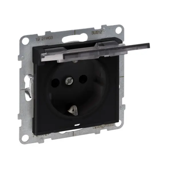 Розетка 2К+З 16А/250В з захисними шторками та кришкою Legrand SUNO (чорний) 721427 Розетка 2К+З 16А/250В з захисними шторками та кришкою Legrand SUNO (чорний) 721427