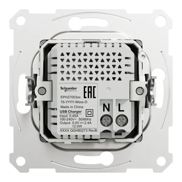 USB розетка Schneider Electric Asfora EPH2700362 USB/Type-C 2,4А сталь - фото №1