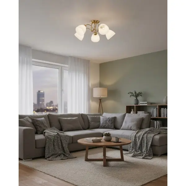 Люстра Italux PND-5643-5-HBR Lugano E27 5x40W IP20 латунна - фото №4