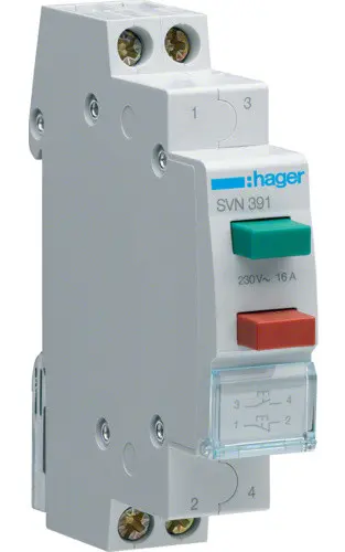 Дві кнопки на DIN-рейку SVN391 1НО+1НЗ