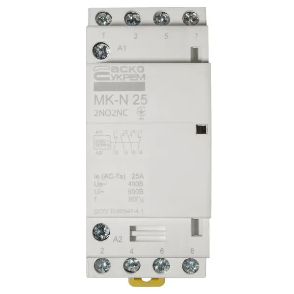 Модульный контактор Аско-Укрем MK-N 4P 25A 2NO+2NC (A0040030030) - фото №1 Модульный контактор Аско-Укрем MK-N 4P 25A 2NO+2NC (A0040030030) - фото №1