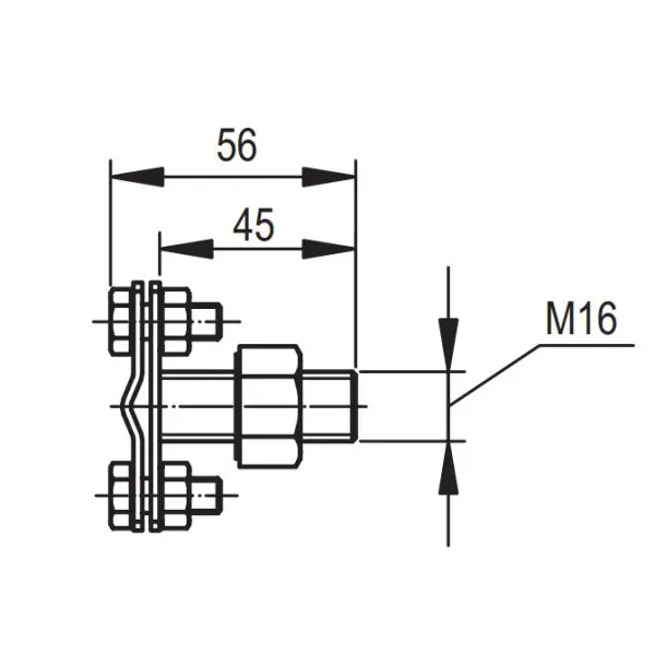 З'єднувач DKC NG6606CUZC для стрижня М16 та струмопровідної стрічки 30x4 або прута Ø8-10мм - фото №2
