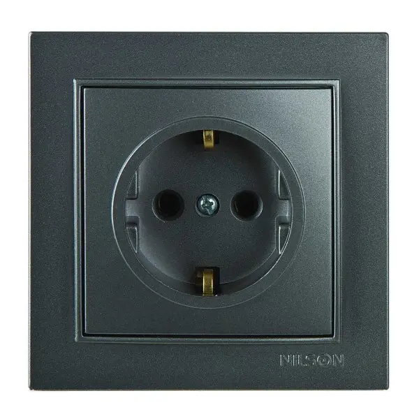 Розетка Nilson Thor антрацит 1-на з заземленням ( 27161017 )