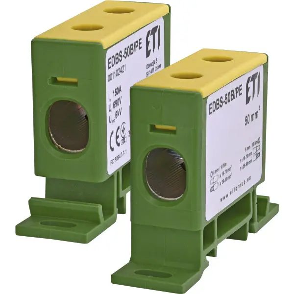 Розподільний блок ETI 001102421 EDBS-50B/PE (150А 16-70мм²) - фото №1 Розподільний блок ETI 001102421 EDBS-50B/PE (150А 16-70мм²) - фото №1