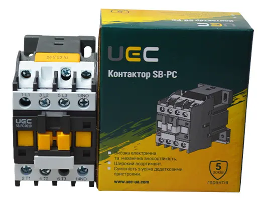 Контактор UEC SB-РC-009 9А 24В/АС3 1NO (PC1-SB-009-24-10) - фото №1 Контактор UEC SB-РC-009 9А 24В/АС3 1NO (PC1-SB-009-24-10) - фото №1