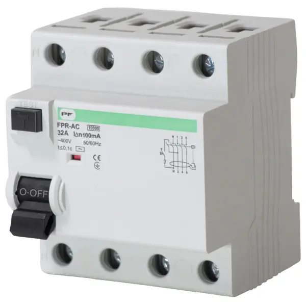 Пристрій захисного відлючення Promfactor FPR-AC 32А/0,1A 4P АС (FPR4032100AC) Пристрій захисного відлючення Promfactor FPR-AC 32А/0,1A 4P АС (FPR4032100AC)