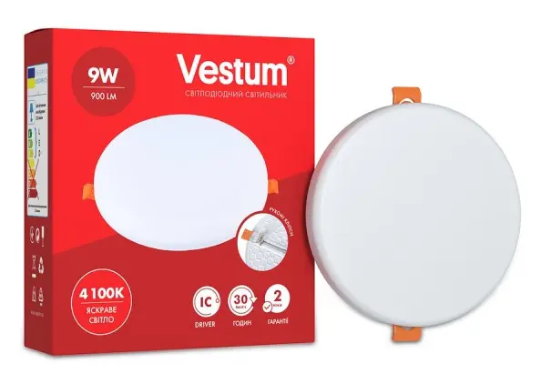 Безрамочный светильник Vestum 1-VS-5504 9Вт 4100К круглый - фото №1