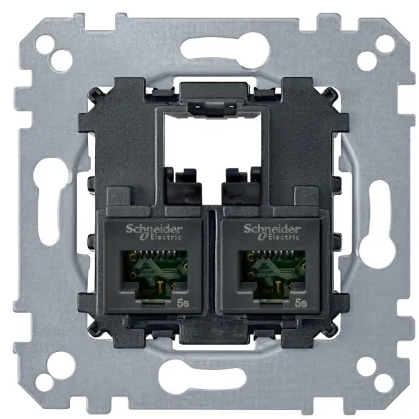 Механізм комп'ютерної розетки RJ-45 2-П cat.5e UTP Merten, MTN4575-0002