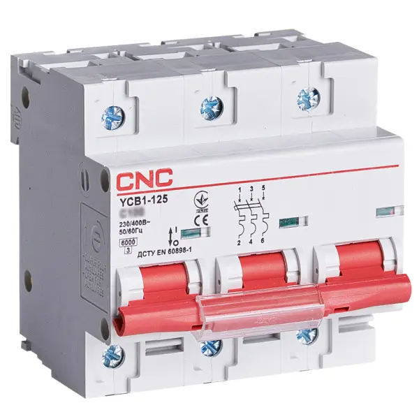 Модульный автоматический выключатель CNC YCB1-125 3Р 100А 6кА D (Б00029341)