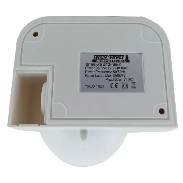 Инфракрасный датчик движения TNSy ДР 06 1200Вт 180° 12м IP44 белый (TNSy5502876) - фото №2