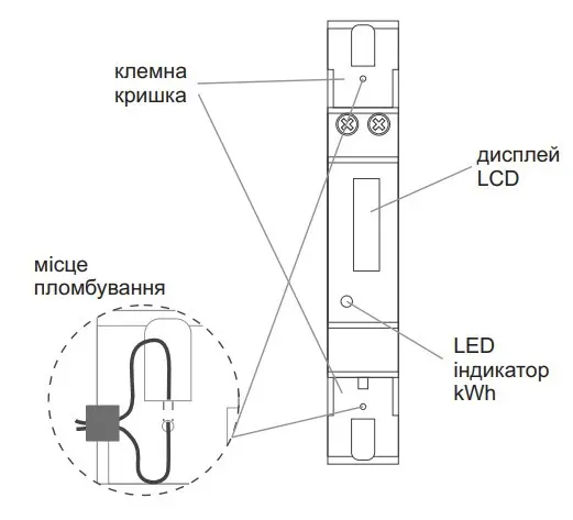 Однофазный электрический счётчик WZE-1, 45А - фото №3