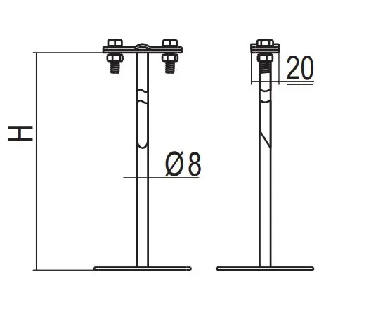 Специальный кровельный держатель токоотвода DKC ND2332ZC высотой 400мм - фото №2