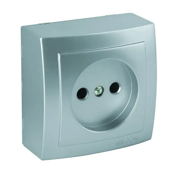 Розетка Nilson Themis срібло 1-на без заземлення ( 26131015 )