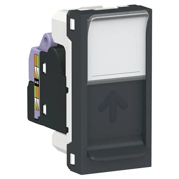 Одинарна комп'ютерна розетка Schneider Electric NU341654 RJ45 cat.6 STP з полем для напису 1М (антрацит)