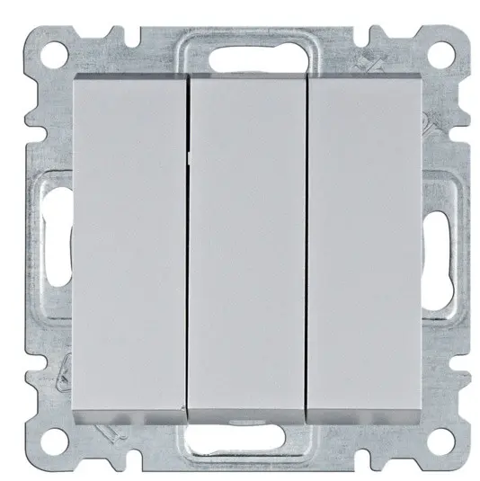 Триклавішний вимикач Hager WL0072 Lumina 10АХ/230В (сріблястий)