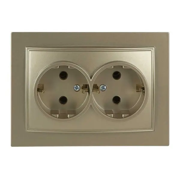 Розетка Nilson Thor золото 2-на з заземленням ( 27151025 )