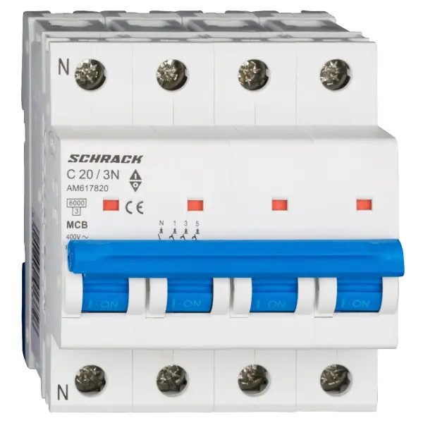 Автоматичний вимикач Schrack AM617820 6кА 20А 3P+N C Автоматичний вимикач Schrack AM617820 6кА 20А 3P+N C