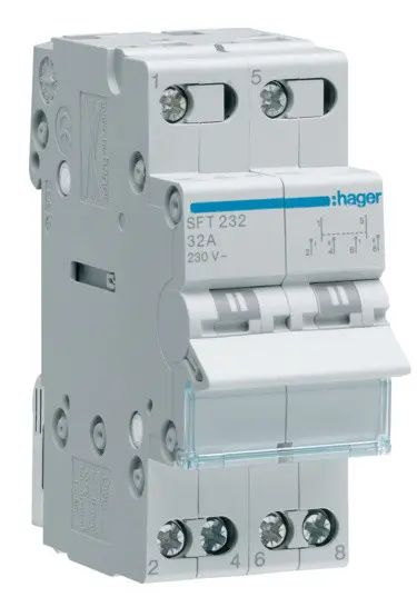 Перемикач Hager SFT232 2P 32А/230В 2м I-0-II Перемикач Hager SFT232 2P 32А/230В 2м I-0-II