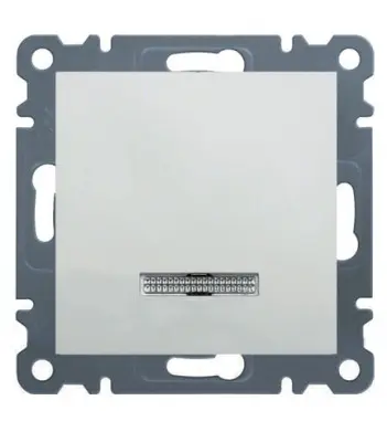 Вимикач 1-клавішний з підсвічуванням, WL0210 Lumina-2, білий, Hager