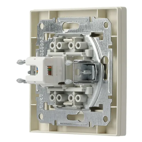 Розетка компьютерная одинарная RJ45 кат.5е UTP кремовая Asfora, EPH4300123 - фото №3