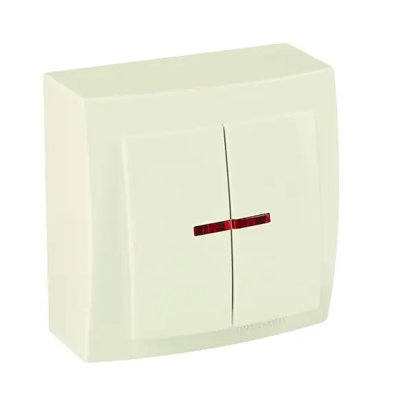 Выключатель Nilson Themis кремовый 2кл с подсветкой ( 26121004 )
