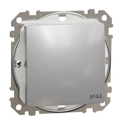 Одноклавішний перемикач Schneider Electric Sedna Design & Elements з кришкою IP44 алюміній SDD213106