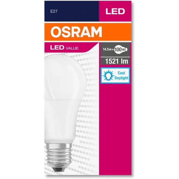Світлодіодна лампа Osram 4052899971042 VALUE A100 13Вт 1521Лм 6500К E27 - фото №2 Світлодіодна лампа Osram 4052899971042 VALUE A100 13Вт 1521Лм 6500К E27 - фото №2