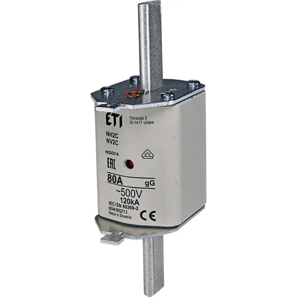 Запобіжник ETI 004185213 NH-2C/gG 80A 500V KOMBI Запобіжник ETI 004185213 NH-2C/gG 80A 500V KOMBI