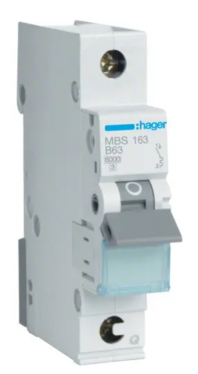 Автоматичний вимикач Hager MBS163 QC 6кА B 63A 1P