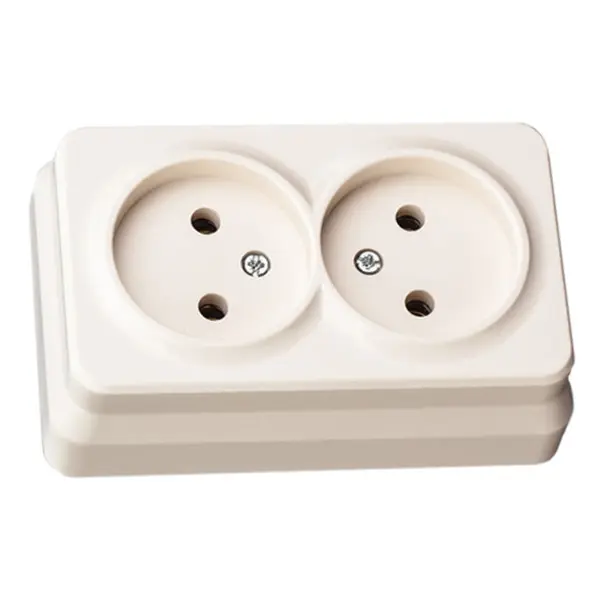 Розетка двойная без з/к Gunsan Misya крем