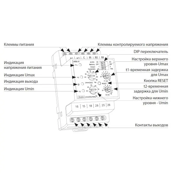 Реле напруги Elko-Ep HRN-42 230V - фото №2