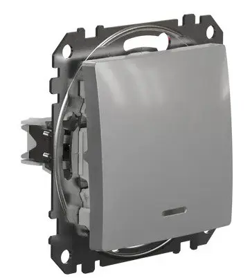Переключатель Schneider Electric Sedna Design & Elements с подсветкой алюминий SDD113106L - фото №1