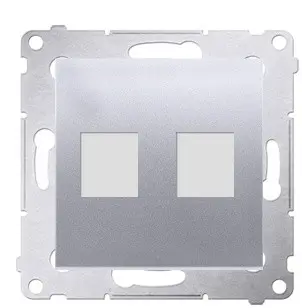 Пряма інформаційна розетка Kontakt Simon Simon 54 Premium DKP2.01/43 під 2xRJ45 Keystone із супортом (срібло)