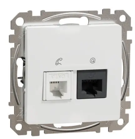 Телефонна/комп'ютерна розетка Schneider Electric Sedna Design & Elements RJ11+RJ45 кат. 6 UTP біла SDD111468