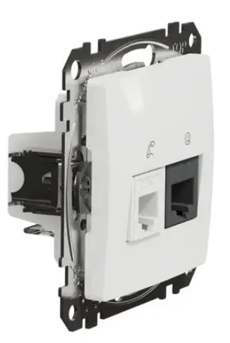 Телефонна/комп'ютерна розетка Schneider Electric Sedna Design & Elements RJ11+RJ45 кат. 6 UTP біла SDD111468 - фото №1